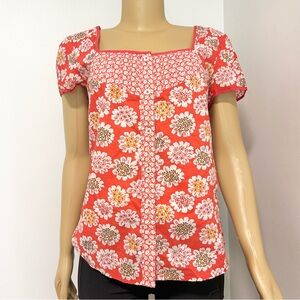 Boden Red Floral Daisy Red Women's Top Size 16